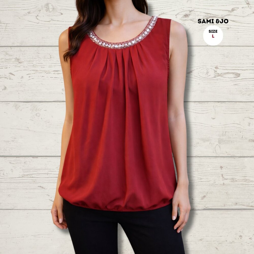 Sami & Jo Red Sleeveless Blouse – Size Large